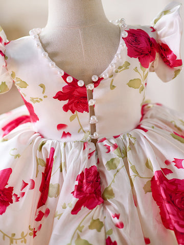 Vestido de satén con mangas hasta la rodilla para bebé niña 