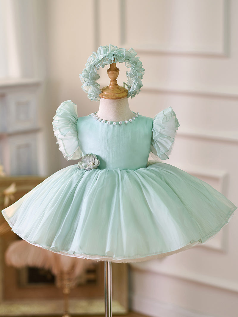 Vestido de organza hasta la rodilla para fiesta de primer cumpleaños de niña pequeña 