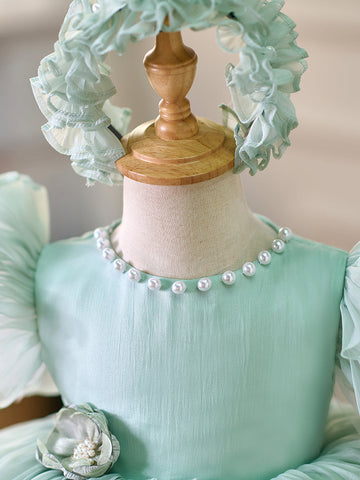 Vestido de organza hasta la rodilla para fiesta de primer cumpleaños de niña pequeña 