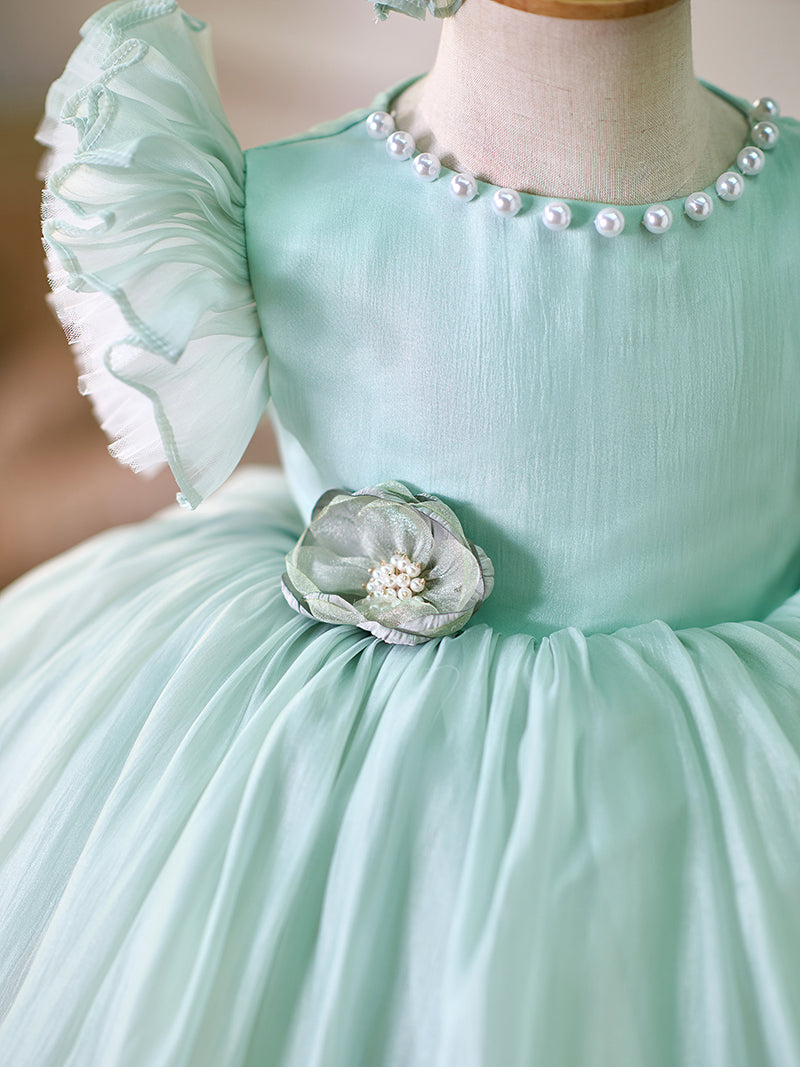 Vestido de organza hasta la rodilla para fiesta de primer cumpleaños de niña pequeña 