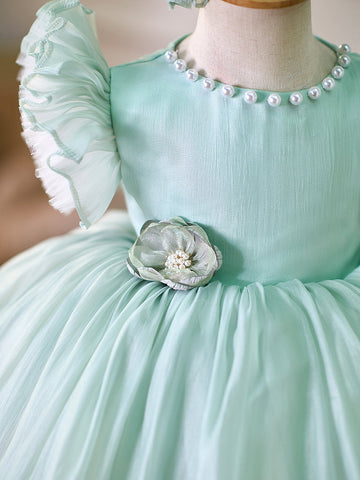 Vestido de organza hasta la rodilla para fiesta de primer cumpleaños de niña pequeña 