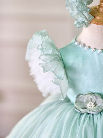 Vestido de organza hasta la rodilla para fiesta de primer cumpleaños de niña pequeña 