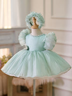 Vestido de organza hasta la rodilla para fiesta de primer cumpleaños de niña pequeña 