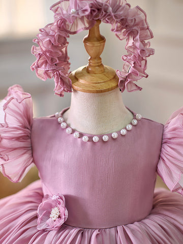 Vestido de organza hasta la rodilla para fiesta de primer cumpleaños de niña pequeña 