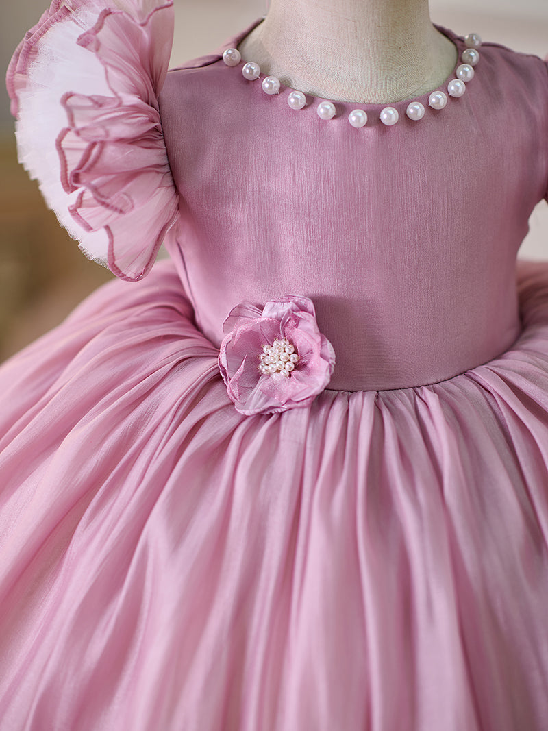 Vestido de organza hasta la rodilla para fiesta de primer cumpleaños de niña pequeña 