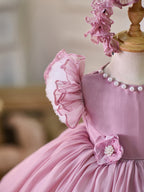 Vestido de organza hasta la rodilla para fiesta de primer cumpleaños de niña pequeña 