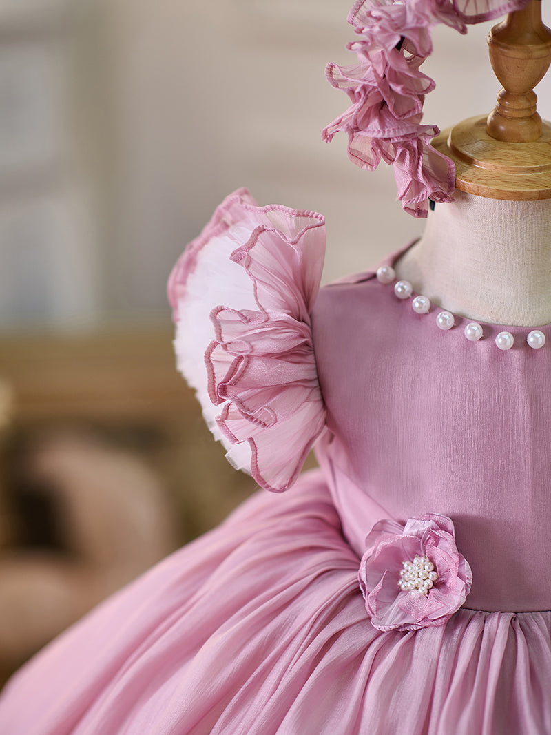 Vestido de organza hasta la rodilla para fiesta de primer cumpleaños de niña pequeña 