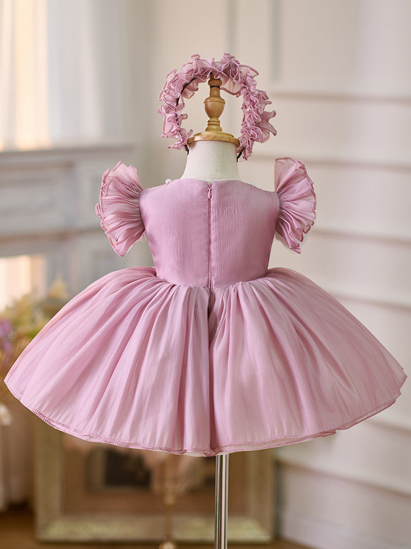 Vestido de organza hasta la rodilla para fiesta de primer cumpleaños de niña pequeña 