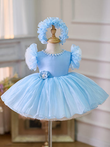 Vestido de organza hasta la rodilla para fiesta de primer cumpleaños de niña pequeña 