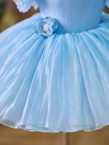 Vestido de organza hasta la rodilla para fiesta de primer cumpleaños de niña pequeña 