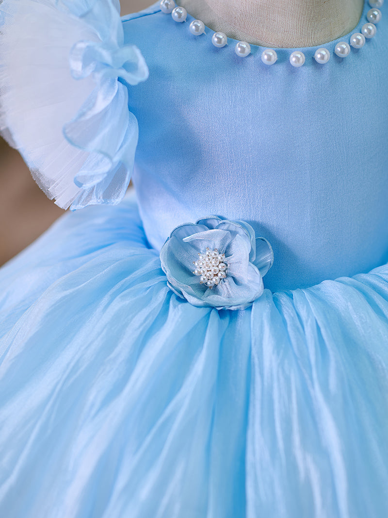 Vestido de organza hasta la rodilla para fiesta de primer cumpleaños de niña pequeña 
