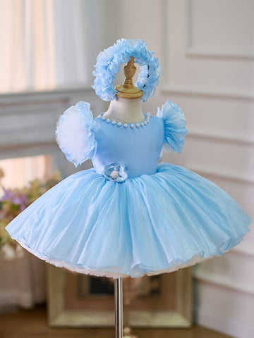 Vestido de organza hasta la rodilla para fiesta de primer cumpleaños de niña pequeña 