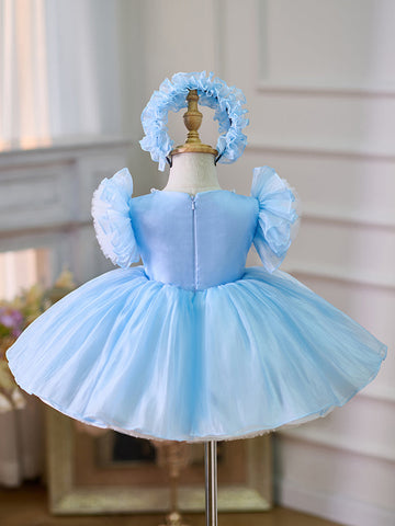 Vestido de organza hasta la rodilla para fiesta de primer cumpleaños de niña pequeña 