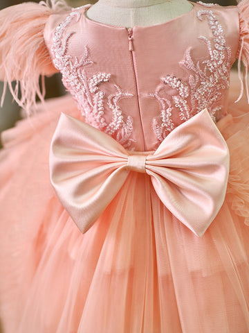 Vestido de princesa asimétrico de tul para fiesta de primer cumpleaños de niña 