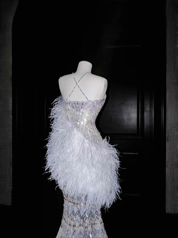 Gorgeous Mermaid Sequins Beaded Wedding Dress,Formal Prom Evening Dress Y8675