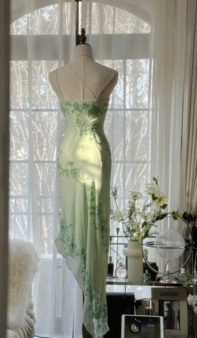 Elegante vestido de fiesta verde de un solo hombro, de gasa con cuentas, estilo sirena, modelo Y8559