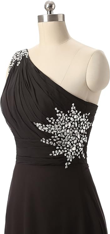 Robe de soirée longue asymétrique en mousseline à effet ombré, modèle Y1825