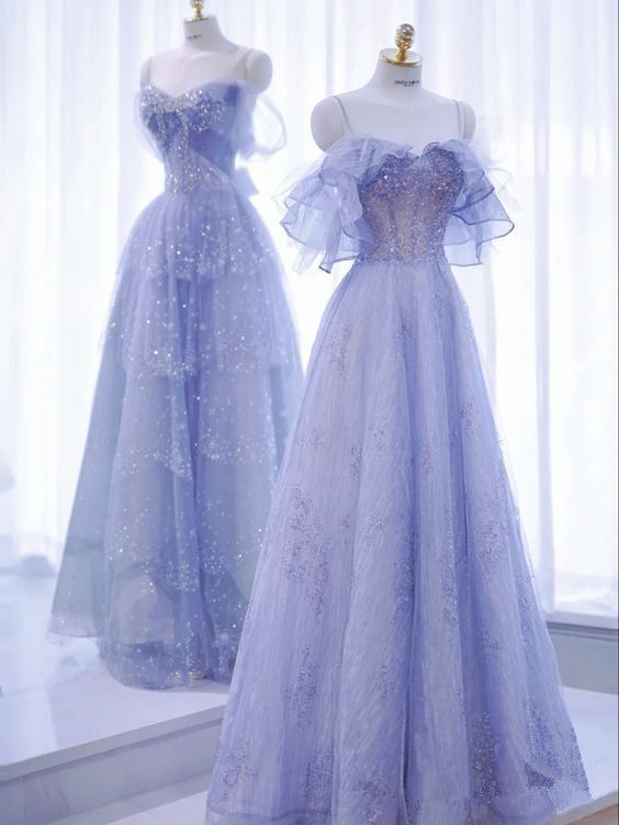 Vestido de baile de hadas con lentejuelas y tul brillante, corte línea A, modelo Y7793