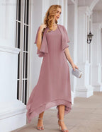 Vestidos de chifón de talla grande para la madre de la novia con chaqueta, vestidos formales para boda SY28073 