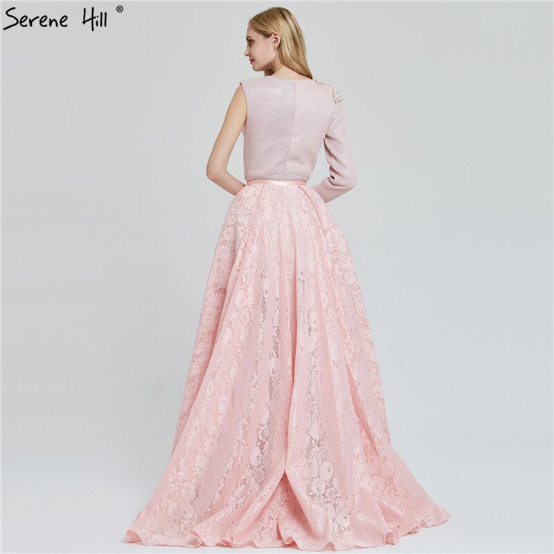 On Sale No Return No Refund Sale Du Bai Design Pink One Shoulder Evening Dresses Vintage Pearls Mermaid Sexy  Gowns 2025 Real Photo LA60929