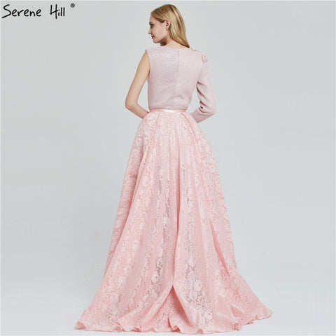 Robe de soirée asymétrique rose à perles style sirène, style vintage, sans retour ni remboursement, modèle Du Bai Design, 2025, photo réelle, LA60929 