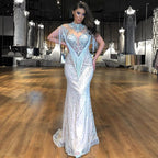 Dubai Beading Tassel Luxury Sexy Evening Dresses 2025 Silver Sleeveless High-end Evening Gowns LA60811