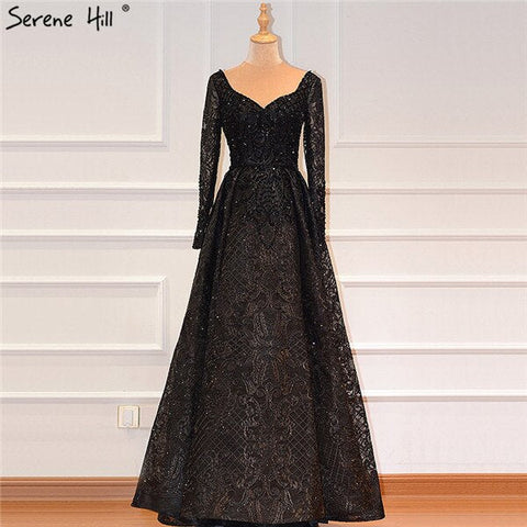 Dubai Blue Muslim  Lace  Beading Luxury Evening Dresses 2025 Long Plus Size Dress Evening Gowns LA60899  For Women