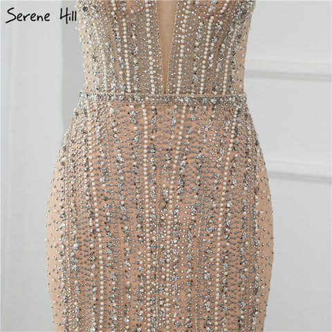 Robe de soirée sexy à col en V et manches courtes, style Dubaï, perles et diamants, modèle 2025, LA70055 
