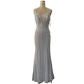 Dubai Champagne Sleeveless Mermaid Sexy Evening Dresses 2025 Beading Sequins Backless Formal Dress LA70400