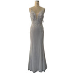 Dubai Champagne Sleeveless Mermaid Sexy Evening Dresses 2025 Beading Sequins Backless Formal Dress LA70400