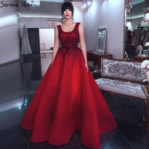 Dubai Champange Full Crystal A-Line Evening Dresses Design Sleeveless Luxury Sexy Evening Gowns LA70232