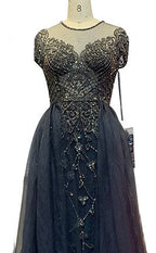 Dubai Crystal Short Sleeve Evening Dresses Design 2025 Luxury Mermaid Sexy Formal Dress LA60960