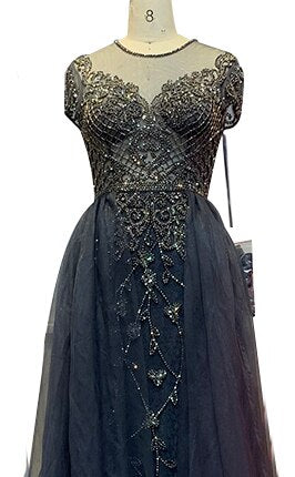 Dubai Crystal Short Sleeve Evening Dresses Design 2025 Luxury Mermaid Sexy Formal Dress LA60960