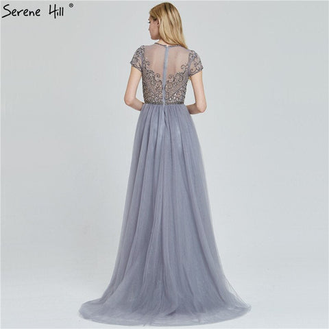 Dubai Crystal Short Sleeve Evening Dresses Design 2025 Luxury Mermaid Sexy Formal Dress LA60960