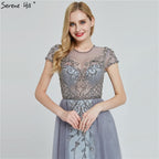 Dubai Crystal Short Sleeve Evening Dresses Design 2025 Luxury Mermaid Sexy Formal Dress LA60960