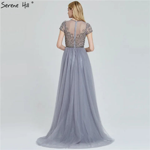 Dubai Crystal Short Sleeve Evening Dresses Design 2025 Luxury Mermaid Sexy Formal Dress LA60960
