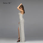 Sale Dubai Design Silver Deep-V Luxury Evening Dresses Sequined Mermaid Sexy Formal Dress 2025 LA70052