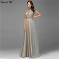 Dubai Grey High-end O-Neck Sexy Evening Dresses 2025 Sleeveless A-Line Diamond Beading Formal Dress Real Photo LA70142