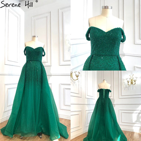 En oferta, sin devoluciones ni reembolsos. Vestidos de noche de lujo sin mangas estilo sirena gris de Dubái, diseño 2025, vestido formal sexy con hombros descubiertos LA70602 