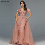 Dubai Grey Sleeveless Tulle Evening Dresses Design 2025 Crystal Feathers Luxury Formal Dress LA70020