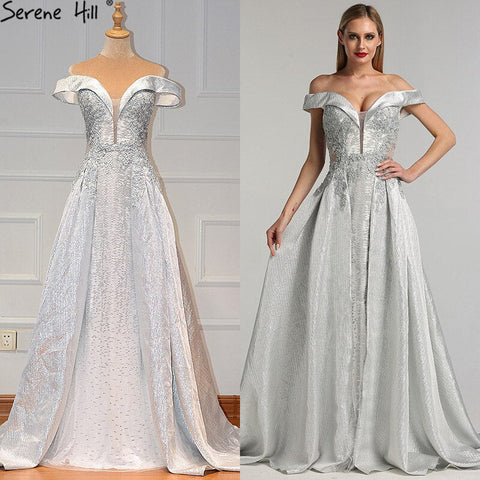 En oferta, sin devoluciones ni reembolsos. Vestidos de noche sexys con escote corazón y cristales color marfil, diseño Dubai 2025. Vestidos de noche de lujo sin mangas LA60925. 