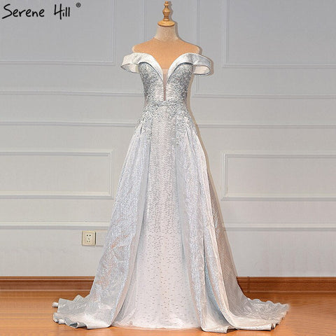 En oferta, sin devoluciones ni reembolsos. Vestidos de noche sexys con escote corazón y cristales color marfil, diseño Dubai 2025. Vestidos de noche de lujo sin mangas LA60925. 