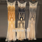 On Sale no return no refundSale Dubai Latest Design Blue Gold Sleeveless Evening Dresses 2025 Beading Sequined Luxury Evening Dress Long Real Photo LA60783