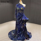 Dubai Luxury One Shoulder Red Evening Dresses 2025 Sequined Sparkle Mermaid Sexy Fromal Dress HM67056