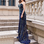 On Sale no return no refundSale Dubai Luxury Sequins Sparkle Sexy Evening Dresses 2025 Sweetheart A-Line With Train Evening Gowns LA70273