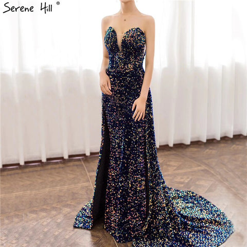 En oferta, sin devoluciones ni reembolsos. Vestidos de noche de lujo con lentejuelas brillantes, sexis y elegantes, estilo Dubai, colección 2025. Corte corazón, línea A, con cola. Modelo LA70273. 
