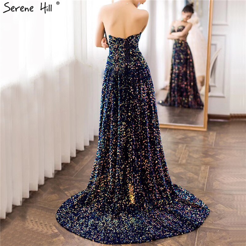 On Sale no return no refundSale Dubai Luxury Sequins Sparkle Sexy Evening Dresses 2025 Sweetheart A-Line With Train Evening Gowns LA70273