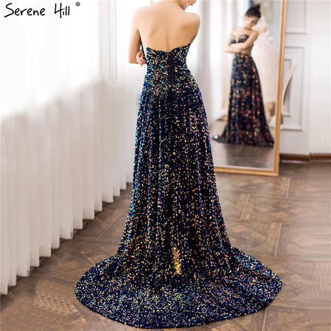 En oferta, sin devoluciones ni reembolsos. Vestidos de noche de lujo con lentejuelas brillantes, sexis y elegantes, estilo Dubai, colección 2025. Corte corazón, línea A, con cola. Modelo LA70273. 