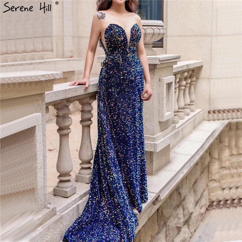 On Sale no return no refundSale Dubai Luxury Sequins Sparkle Sexy Evening Dresses 2025 Sweetheart A-Line With Train Evening Gowns LA70273