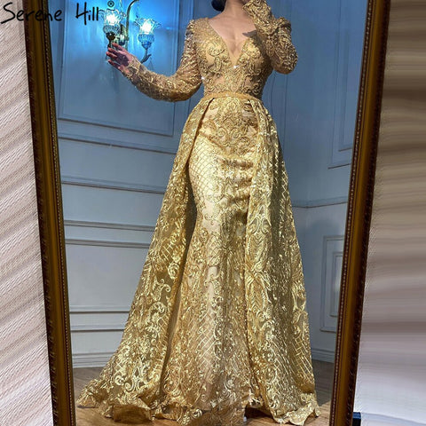 Dubai  Muslim Blue Luxury Long elegant Evening Dresses 2025 Crystal Mermaid Evening Gowns Plus Size LA70159